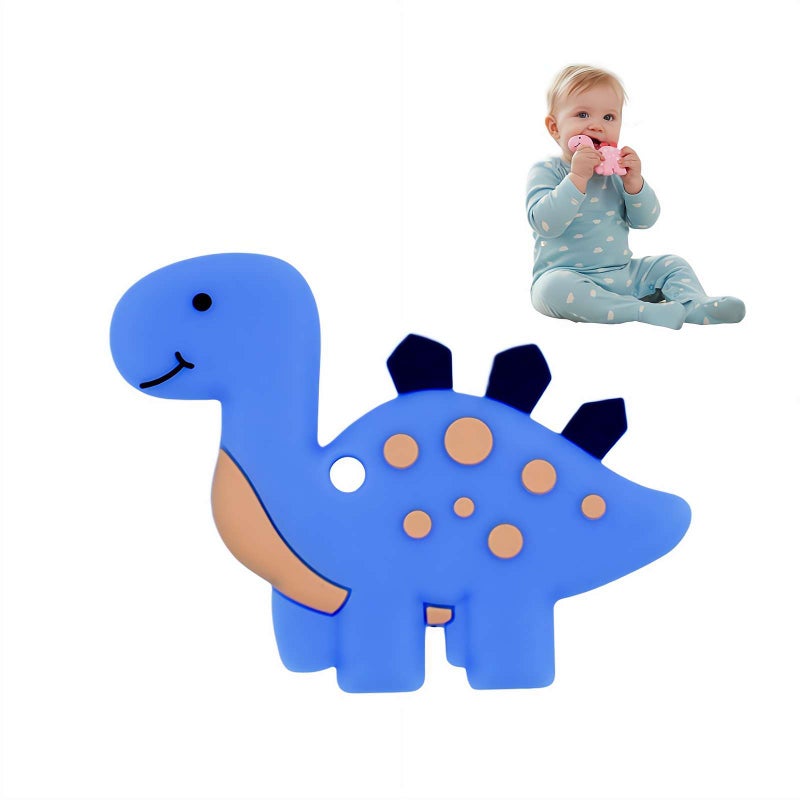 Dinosaur Teething Toys,Baby Teething Toys for Babies 3-6 6-12 Months,Dinosaur Teether Toy,Dinosaurs Infant Teethings Relief Teethings Toy Baby Teether Shower Gift for Boys and Girls (Blue) - Image 1